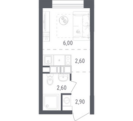 Планировка студии(квартира) площадью 14.1 квадратных метров в ЖК “ЖК Ольховый Квартал”