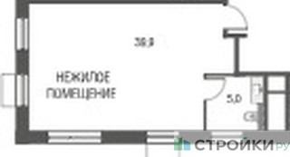 Планировка студии(квартира) площадью 44.9 квадратных метров в “ЖК Резиденции Архитекторов”