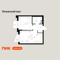 Планировка однокомнатной(квартира) площадью 35.9 квадратных метров в “ЖК Онежский вал”