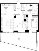 Планировка двухкомнатной(квартира) площадью 98.66 квадратных метров в “ЖК Джойс”