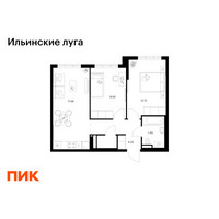 Планировка двухкомнатной(квартира) площадью 52.39 квадратных метров в “ЖК Ильинские луга”