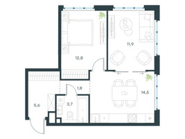 Планировка двухкомнатной(квартира) площадью 50.3 квадратных метров в “ЖК Level Южнопортовая”