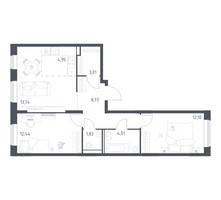 Планировка двухкомнатной(квартира) площадью 60.85 квадратных метров в “ЖК Квартал Домашний”