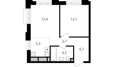 Планировка двухкомнатной(квартира) площадью 41.5 квадратных метров в ЖК “ЖК Михалковский”