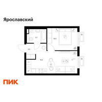 Планировка однокомнатной(квартира) площадью 33.8 квадратных метров в “ЖК Ярославский”
