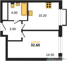 Планировка однокомнатной(квартира) площадью 32.6 квадратных метров в “ЖК Римский”