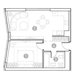 Планировка однокомнатной(квартира) площадью 48.89 квадратных метров в ЖК “УНО Горбунова”