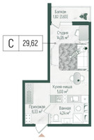 Планировка студии(квартира) площадью 31.44 квадратных метров в “ЖК Рига Хиллс”