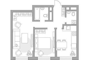 Планировка двухкомнатной(квартира) площадью 53.49 квадратных метров в ЖК “ЖК Живописный”