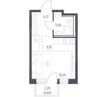 Планировка студии(квартира) площадью 23.53 квадратных метров в “ЖК Квартал Ивакино”