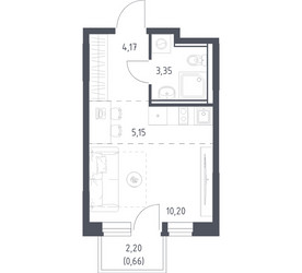 Планировка студии(квартира) площадью 23.53 квадратных метров в ЖК “ЖК Квартал Ивакино”