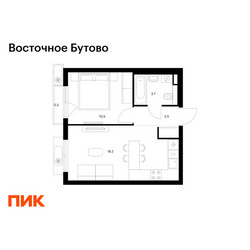 Планировка однокомнатной(квартира) площадью 36.2 квадратных метров в ЖК “ЖК Восточное Бутово”