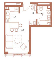 Планировка студии(квартира) площадью 27.8 квадратных метров в “ЖК Symphony 34 (Симфония 34)”