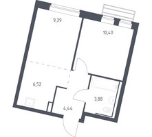 Планировка однокомнатной(квартира) площадью 34.3 квадратных метров в “ЖК Рублевский Квартал”