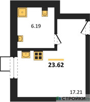 Планировка студии(квартира) площадью 23.62 квадратных метров в “ЖК CitiMix Новокосино (Ситимикс Новокосино)”
