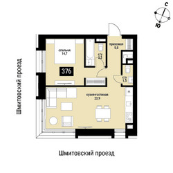 Планировка однокомнатной(квартира) площадью 50.2 квадратных метров в ЖК “ЖК Шелепиха (Cosmopolit)”