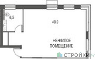 Планировка студии(квартира) площадью 54.6 квадратных метров в “ЖК Резиденции Архитекторов”