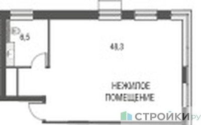 Планировка студии(квартира) площадью 54.6 квадратных метров в ЖК “ЖК Резиденции Архитекторов”