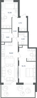 Планировка трехкомнатной(квартира) площадью 59.8 квадратных метров в “ЖК Равновесие”