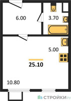 Планировка студии(квартира) площадью 25.1 квадратных метров в “ЖК ЮЖНАЯ БИТЦА”