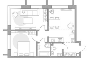 Планировка двухкомнатной(квартира) площадью 62.95 квадратных метров в “ЖК Дубровка от Гранель”