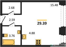 Планировка студии(квартира) площадью 29.39 квадратных метров в “ЖК NOVA (Нова)”