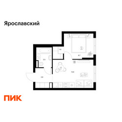 Планировка однокомнатной(квартира) площадью 31.2 квадратных метров в ЖК “ЖК Ярославский”