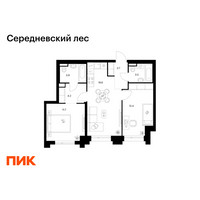 Планировка двухкомнатной(квартира) площадью 58 квадратных метров в “ЖК Середневский лес”