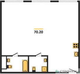 Планировка двухкомнатной(квартира) площадью 70.2 квадратных метров в ЖК “ЖК Nametkin Tower (Наметкин Тауэр)”