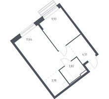 Планировка однокомнатной(квартира) площадью 39 квадратных метров в “ЖК Рублевский Квартал”