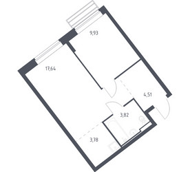 Планировка однокомнатной(квартира) площадью 39 квадратных метров в ЖК “ЖК Рублевский Квартал”