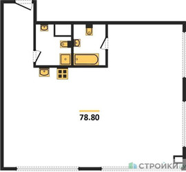 Планировка двухкомнатной(квартира) площадью 78.8 квадратных метров в “ЖК Nametkin Tower (Наметкин Тауэр)”
