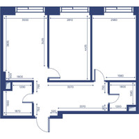 Планировка двухкомнатной(квартира) площадью 57.7 квадратных метров в “ЖК Свет”