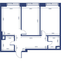 Планировка двухкомнатной(квартира) площадью 57.7 квадратных метров в ЖК “ЖК Свет”