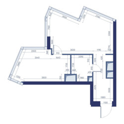 Планировка однокомнатной(квартира) площадью 46.4 квадратных метров в ЖК “ЖК ХАЙДАУТ”