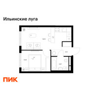 Планировка однокомнатной(квартира) площадью 32.38 квадратных метров в “ЖК Ильинские луга”