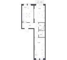 Планировка двухкомнатной(квартира) площадью 57.6 квадратных метров в “ЖК Большое Путилково”