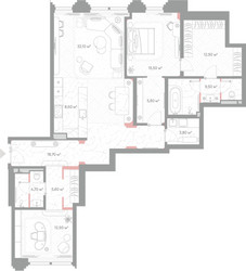 Планировка двухкомнатной(квартира) площадью 130.1 квадратных метров в ЖК “ЖК Николь”