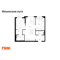 Планировка двухкомнатной(квартира) площадью 55.5 квадратных метров в “ЖК Ильинские луга”