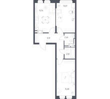 Планировка двухкомнатной(квартира) площадью 56.96 квадратных метров в “ЖК Большое Путилково”
