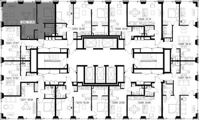 Планировка однокомнатной(квартира) площадью 51.5 квадратных метров в ЖК “ЖК СЕТ”