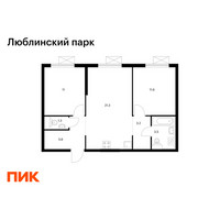 Планировка двухкомнатной(квартира) площадью 57.5 квадратных метров в “ЖК Люблинский парк”