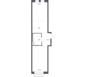 Планировка однокомнатной(квартира) площадью 44.42 квадратных метров в ЖК “ЖК Рублевский Квартал”