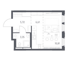 Планировка студии(квартира) площадью 26.49 квадратных метров в “ЖК Космический Квартал”