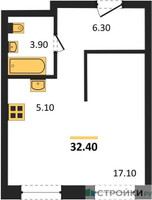 Планировка студии(квартира) площадью 32.4 квадратных метров в “ЖК Skolkovo ONE (Сколково Уан)”