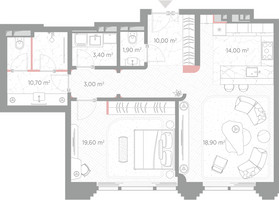 Планировка однокомнатной(квартира) площадью 81.5 квадратных метров в “ЖК Николь”