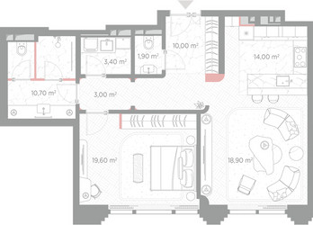 Планировка однокомнатной(квартира) площадью 81.5 квадратных метров в ЖК “ЖК Николь”