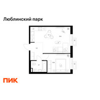 Планировка однокомнатной(квартира) площадью 41.4 квадратных метров в “ЖК Люблинский парк”