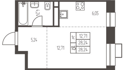 Планировка студии(квартира) площадью 28.2 квадратных метров в ЖК “ЖК Новая Ивантеевка”