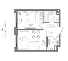 Планировка однокомнатной(квартира) площадью 42.44 квадратных метров в “ЖК Преображенская Площадь”